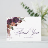 Purple Gold Floral Personnalisé Merci Notes (Debout devant)