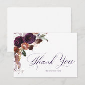 Purple Gold Floral Personnalisé Merci Notes (Devant / Derrière)