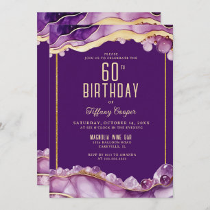 Purple Gold Gemstone 60e Invitation anniversaire