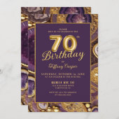 Purple Gold Gemstone 70e Invitation anniversaire (Devant / Derrière)
