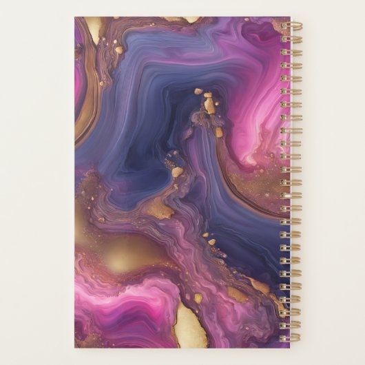 Purple Gold Geode Agate Monogram Script Name Planner (Achterkant)