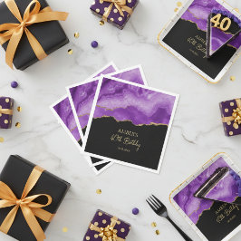 Purple Gold Glitter Abstract Watercolor Marble Servet