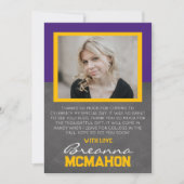 Purple & Gold Graduation 2 Carte de remerciements  (Devant)