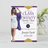 Purple Gold Graduation Photo Invitation (Debout devant)