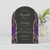 Purple Gold Ink Dark Arch Wedding Invitation (Debout devant)