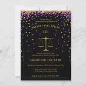 Purple & Gold Law School Graduation Invitation (Devant)