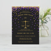 Purple & Gold Law School Graduation Invitation (Debout devant)