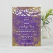 Purple Gold Lights Graduation Party Invitation (Debout devant)