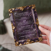 Purple Gold Marble Wedding Invitation Kaart