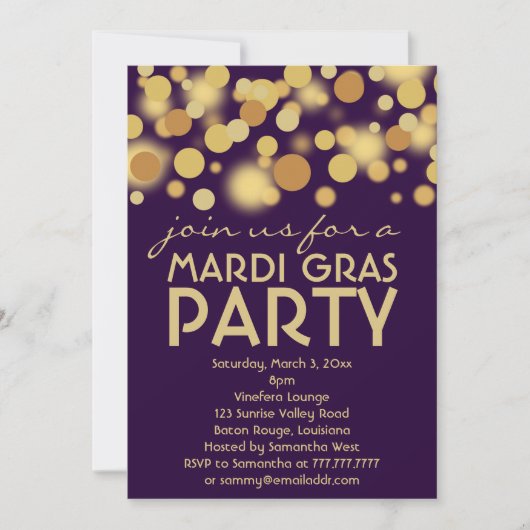 Purple Gold Mardi Gras Invitations (Devant)