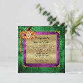 Purple Gold Masquerade Mardi Gras Ball Invitation (Debout devant)