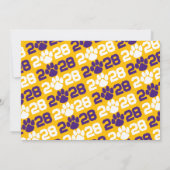 Purple & Gold Pawprint Graduation Photo Invitation (Dos)