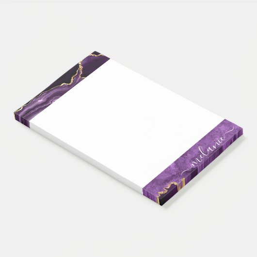 Purple Gold Post-it® Notes Nom personnalisé (Incliné)