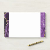 Purple Gold Post-it® Notes Nom personnalisé (Sur un bureau)