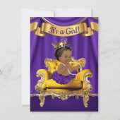 Purple Gold Princess Baby Shower Invitations (Devant)