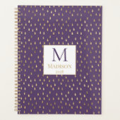 Purple Gold Raindrop Moderne Monogramme tendance (Devant)