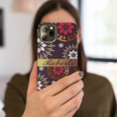 Purple Gold Red Retro Motif Ajouter un nom coque i