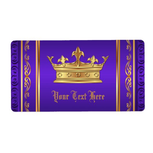 Purple Gold Royal Étiquettes de bouteille d'eau de (Devant)