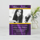 Purple Gold Satin Faire-part de graduation photo (Debout devant)