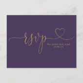 Purple Gold Script Chanson Demande de carte RSVP (Devant)