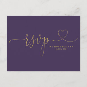Purple Gold Script Chanson Demande de carte RSVP