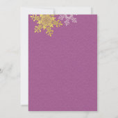 Purple Gold Snowflake hiver mariage Invitation (Dos)