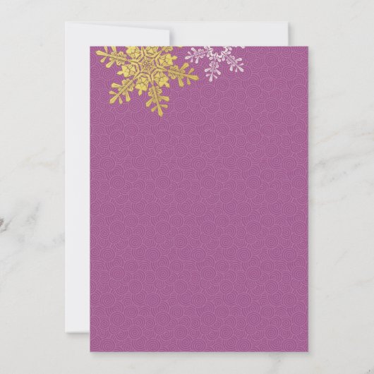 Purple Gold Snowflake hiver mariage Invitation (Dos)