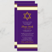 Purple Gold Star de David Bat mitzvah Invitation (Devant / Derrière)