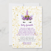Purple Gold Unicorn Baby Sprinkle Invitation (Devant)