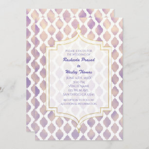 Purple Gold & White Marocain Mariage Invitations