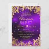Purple Gold Wreath Christmas Party Invitation (Devant)