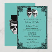 Purple Goth Sugar Skull Faire-part de mariage (Devant / Derrière)