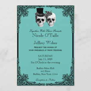Purple Goth Sugar Skull Faire-part de mariage
