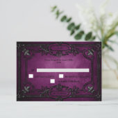 Purple Gothic Halloween Wedding RSVP Card (Debout devant)