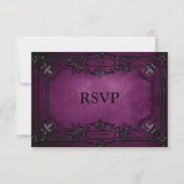Purple Gothic Halloween Wedding RSVP Card (Dos)