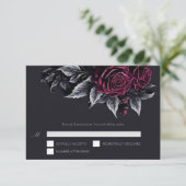 Purple Gothic Halloween Wedding RSVP Card (Debout devant)