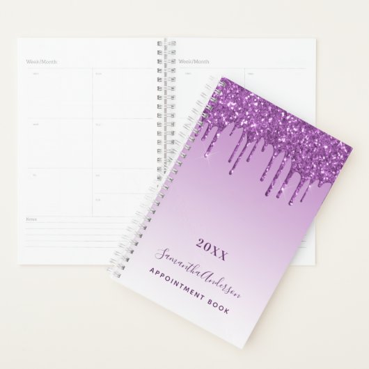 Purple gouttes violet nom monogramme 2025 (Devant avec enveloppe)