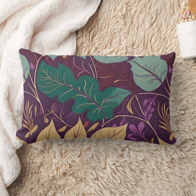 Purple Graceful Modern Leaf Print Kussen (Deken)