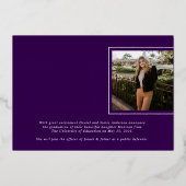 Purple Grad Casquette Photo Foil Faire-part de gra (Verso)