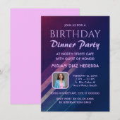 Purple Gradient Anniversaire Dîner Fête Invitation (Devant / Derrière)