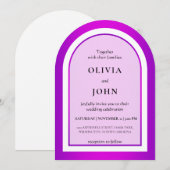 Purple gradient elegant wedding kaart (Voorkant / Achterkant)