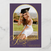 Purple Graduate Foil Faire-part de graduation (Recto)
