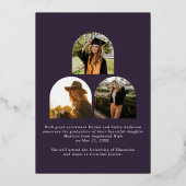 Purple Graduate Foil Faire-part de graduation (Verso)