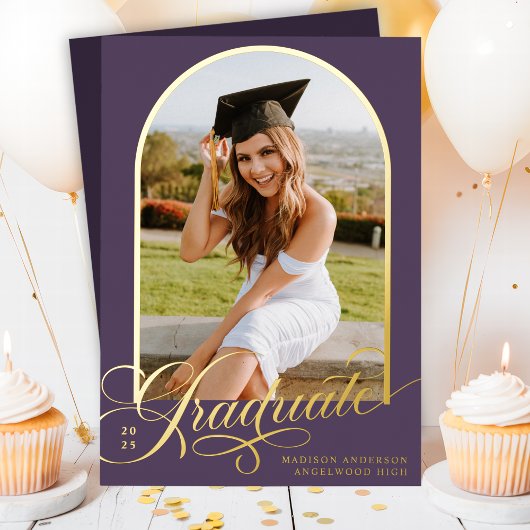 Purple Graduate Foil Faire-part de graduation