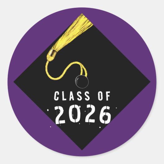Purple Graduation 2026 Ronde Sticker (Voorkant)