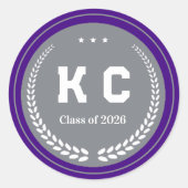 Purple & Gray  Class of 2026 Graduation Envelope Ronde Sticker (Voorkant)