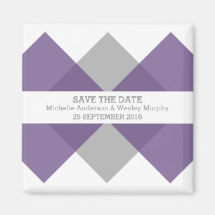 Purple Gray Geometric Triad Save the Date Magnet