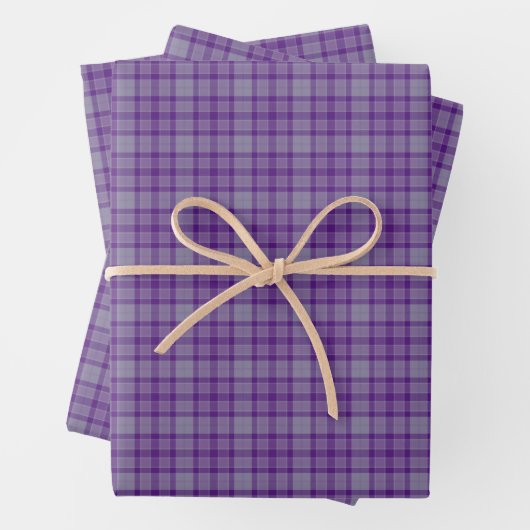Purple Gray Plaid Tartan Inpakpapier Vel (In situ)