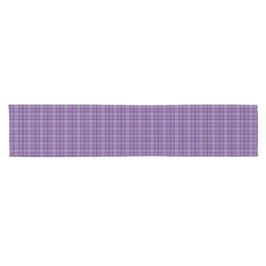 Purple Gray Plaid Tartan Table Runner Korte Tafelloper (Horizontaal)