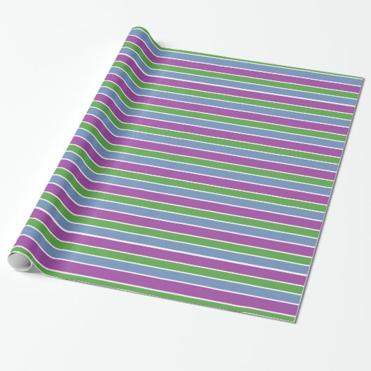 Purple Green Blue Striped Cadeaupapier (Uitgerold)